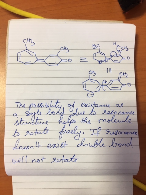 The possibility of existance as et le bord due to reso cance Struneture helps the molemle to rotate freely. If resonance does