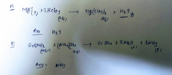 A mg + 2 Helos - Mg (6103) aw + H₂ g paul Any Heg 0,M, Hong B +/NHulson Sr sou + 2H2O SOH2 lawl + 2NH2 191 an And NH3