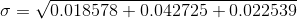 \sigma = \sqrt{0.018578 + 0.042725 + 0.022539}