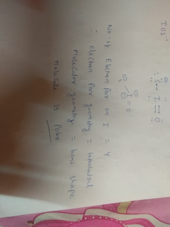Tossia I OST I = 0 No - of Election Parr on I = 4 electron Parr geometry = tetrahedral Molecular geometry = bent shape Molecu