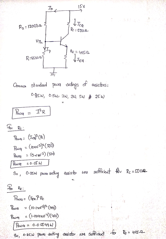 Ix 15V J I ca R2=1209712 Re=5000 VTL Re=4952 R,=852325 VIER Common standard power sectings of Desistors: 0.25W, 0.5W, TW, qW,