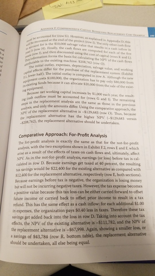 / Total: $133 COMPREHENSIVE CAPITAL BUDG APPENDIX E MENT COST EXAMPLE . must be accounted will be recovered ar o account for
