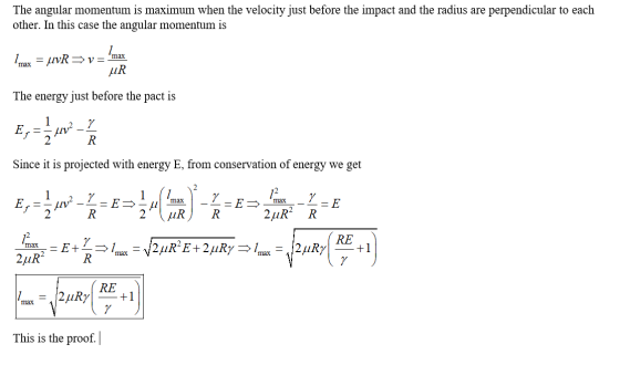 The angular momentum is maximum when the velocity just before the impact and the radius are perpendicular to each other. In t