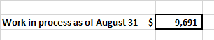 Work in process as of August 31 $ 9,691