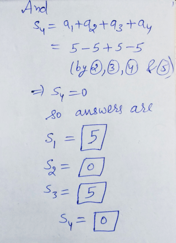 And Sy=9, +2 +93 tay - 5-5+5-5 (by ,, & Sy = =0 so answers are S, = 5 Se= Sz= Sy=To