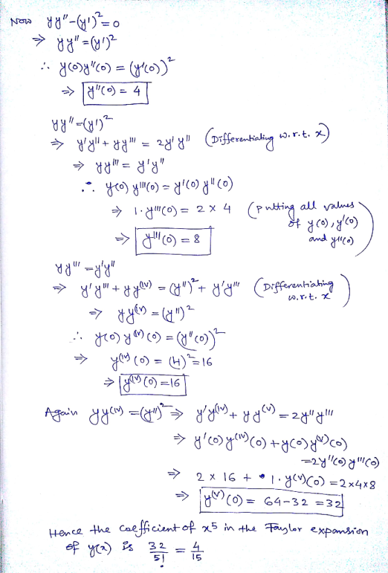 wir.t. x and yirco) Now yy-(40)2=0 Ýy=(y172 :: yogy (o) = (440)) >> Ty (O) = 4 yy=(41)² * Yoghu+ yg = 2y (Differentiat