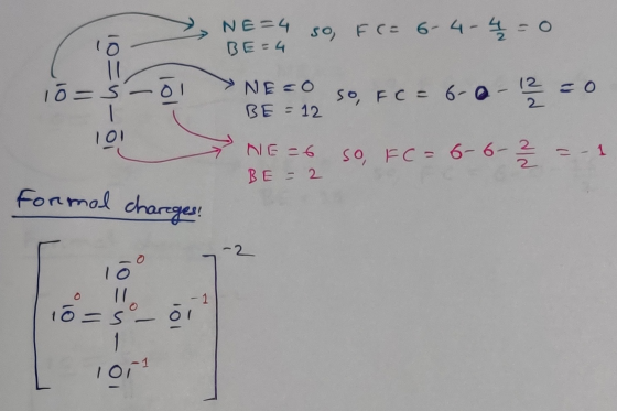 NE=4 BE = 4 so FC 6- 4- -0 NE O (2 Se FC 6-0- 2 BE 12 1O1 NE E6 So FC = 6- 6- . 1 BE 2 Formal charge -2 IO 1 1