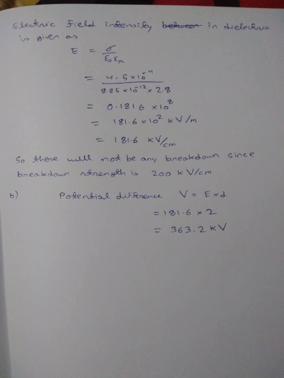 1316 x lo So Shene au not be any bneakdon sinc e b) Potential disFeneneVEJ 363.2 kV