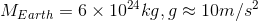 MEarth -б x 1024 kg,0% 10m/s2