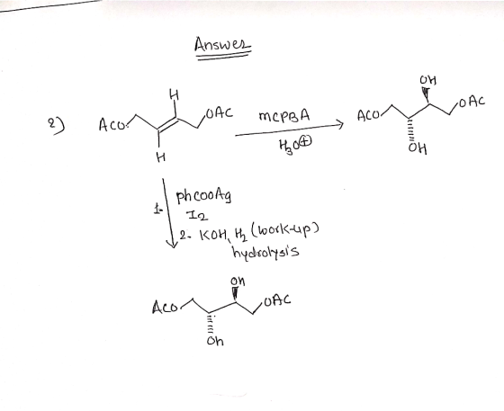 Answer oAC OAC Aco mервА ACO OH ph cooAg 2. Кон, н, (borkup) hydrolysis On Aco OAC