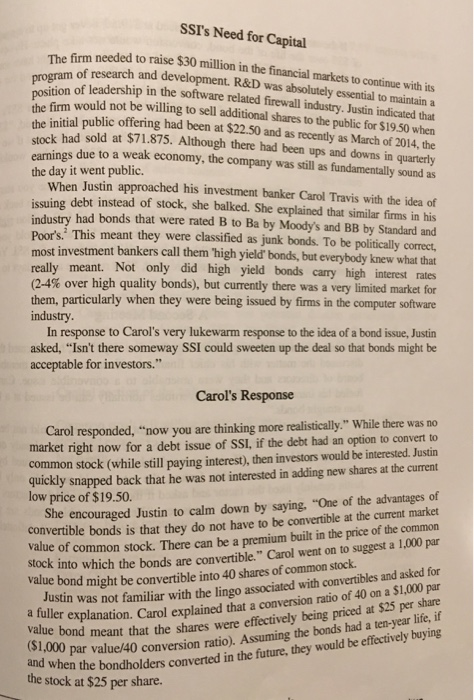 SSIs Need for Capital The firm needed to program of resear position of leadership in the em peeded to raise $30 million in t