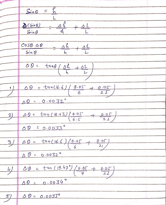 Sine = है L dc sino Sino sh 4 7.7+ 7 COSO AO AL + AL L Sino h DO - tano D h 77+ L - =tan(16.6) १(16. 6.)/ Gos 0.05 6 0.05 21