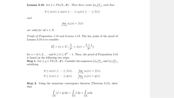Lemma 3.19. Let E PL(X, M). Then there exists {0;}}such that OS) 02() S... ;(r) S... <f(1) and lim n(x) = f(r) are valid for
