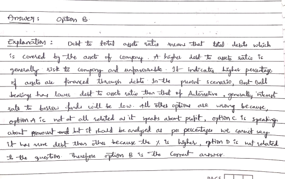 Answer: options B. Explanation : Debt to total assets satio means that total debts which is covered by the assets of company.