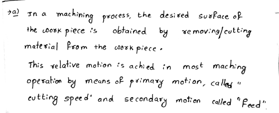 эа) 1n a machining process, the desired surface of the woook piece is obtained by by removing cutting material from the coook