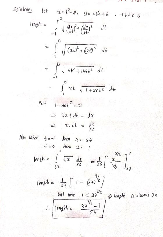 Soluhon: let 2=+8y = 4+3 +6 ; 15tco lengte sjemet Christot + N(C20977 600€ = $5 ut + 10438 det - sº zt vi+ 3ct? dt Put 1+364?