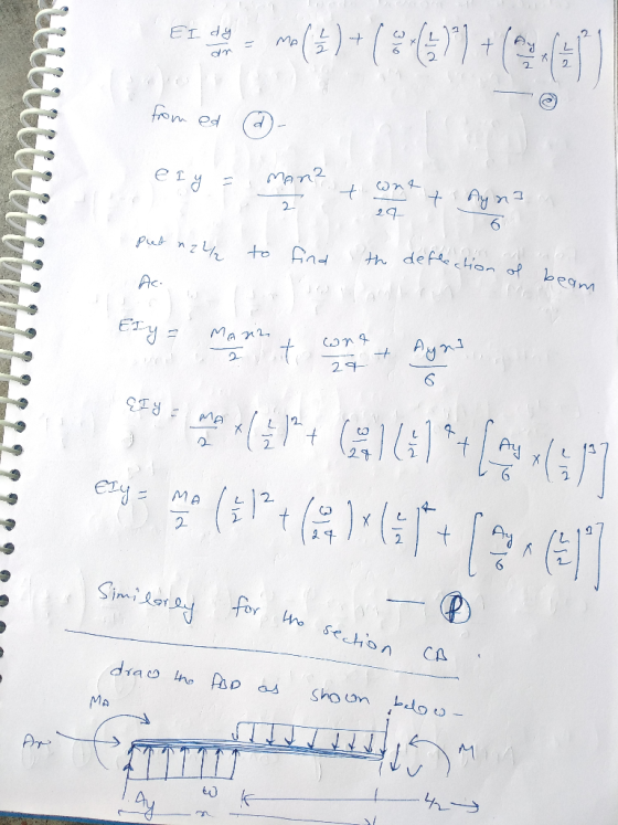EI dy an en dit mo($)+(3 (49)+(9 (30) from ed @- Ely = MARE t cont + 999 Ay nan 29 AA ALAM pred nz 4 to find the deflection