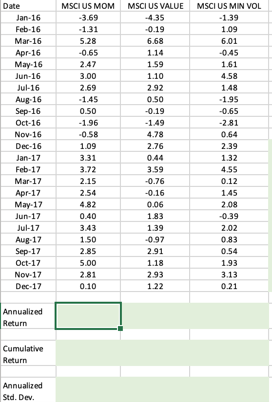 Date Jan-16 MSCI US MOM -3.69 -1.31 5.28 -0.65 2.47 3.00 2.69 -1.45 0.50 Feb-16 Mar-16 Apr-16 May-16 Jun-16 Jul-16 Aug-16 Sep