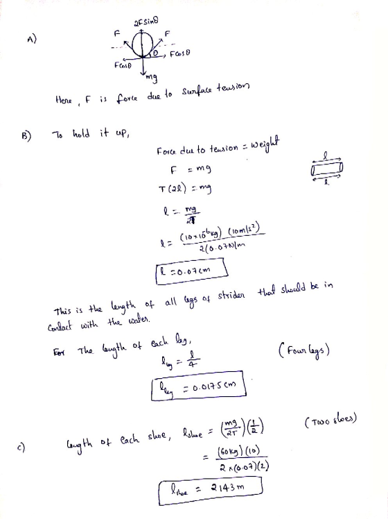26 Sin 8 F Flosa Frost mg Here f is force due to Surface tension c B) To hold it up, Force due to tension = weight F - mg T(a