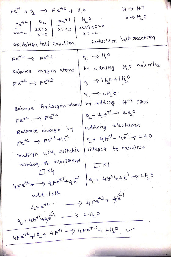 Feth to - F e +3 + ho Fet2 a l fet | Ho . 1 24301=+32 (+1) +420 H~ Ht Orio 20th 2011 X -L . Reduction half reaction oxidation