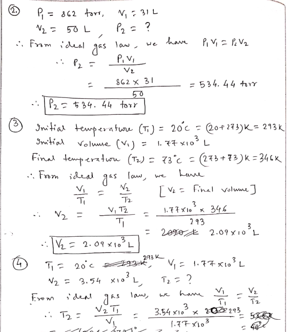 2 P = 862 torr, N=312 V2 = 50 L P2 = ? from om ideal ideal gas gas law, law, we - Pivi have piri = P2 V2 P2 = V2 862 x 31 5