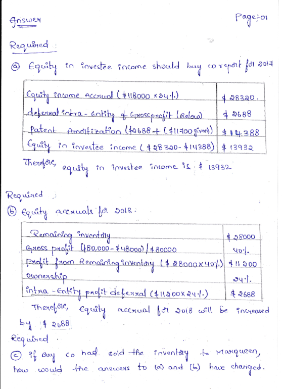 Page:or gnswey Requbred © Equity in iovestee income should buy report for 2014 Equity intome Accrual (t18000 × 941) $28320. d
