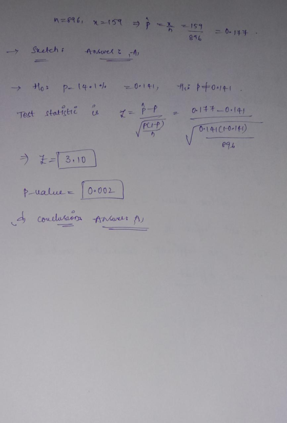 n2896, % 2159 - 8 et 2159 896 - 0.177 -> Sketch Ansvvel & Hot pe 14.1% 200141 te p +0.141 Test statistie is 0.177 -0.141 PUT