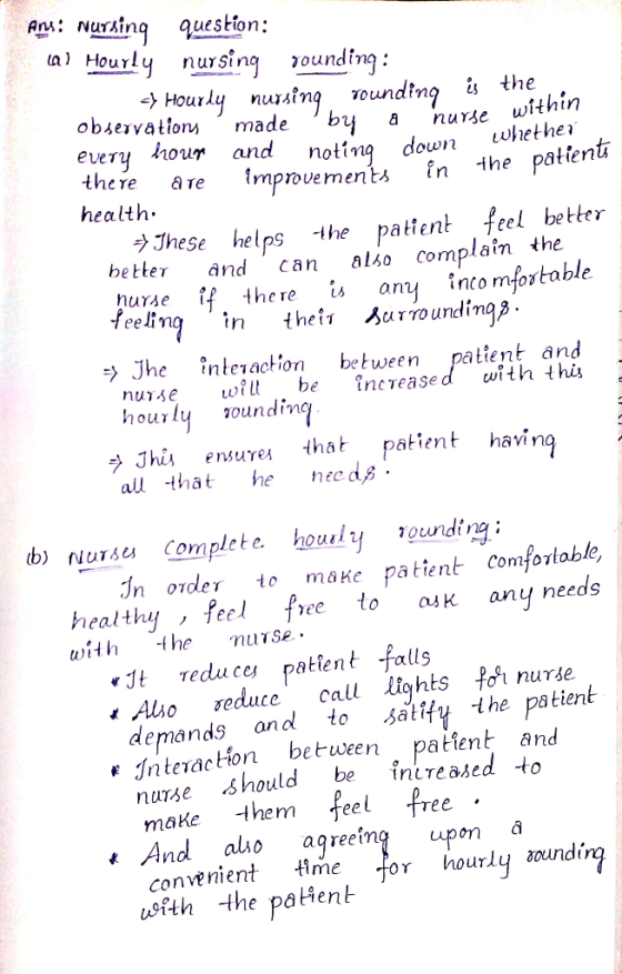 ansi nursing nursing rounding nurse whether sent Ans: nursing question: al Hourly nursing sounding: <Hourly nursing sounding