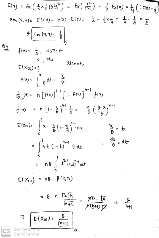 00 1 Lo P- Ely) - Ex ($X$(934) = Ex( ) = { Ex(x) = [ (Ekset) cov (x, y)= E(XY) - EIX). ETY)= $- 4x4 2 5 - 52 € | Cov (2, 9)