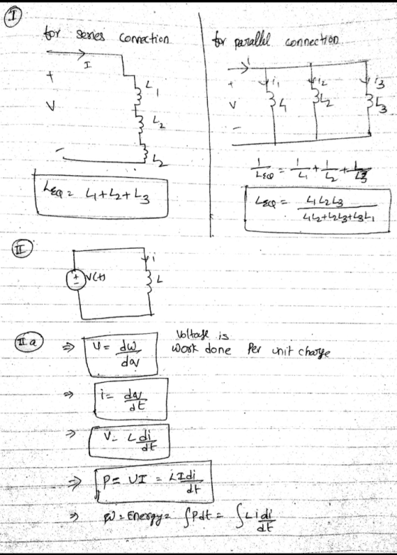for Series connection for Parallel connection v 34 3 I so t + the LEQ = 4,2243 EQ 2 Lith+Lo. - 44+4243 +234, (Aucti ca U= dw