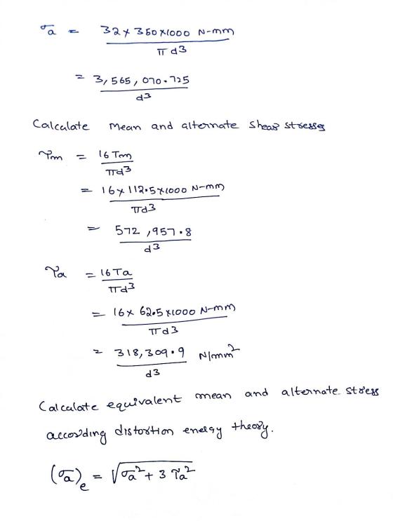 327 350 X1000 N-mm IT d 3 3, 565, 070-725 d3 Calculate Mean and alternate shear stresses Pm 16 Tom Td3 164 112-581000 N-mm Td
