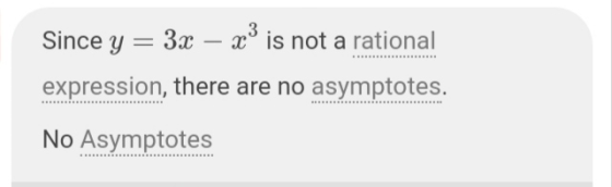 Since y = 3x – xº is not a rational expression, there are no asymptotes. No Asymptotes