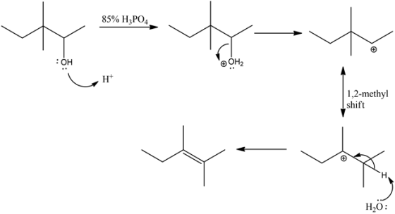 85% H2PO4
t
out
OH
OH2
1,2-methyl
shift
HO: