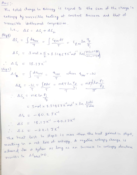 The total change in entropy is equal to the sum of the change in entropy by seversible heating at constant Pressure and that