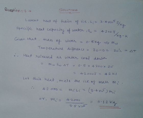 SOLUTIO Latent heat of fusion Speci H ka- k Given that mas ド 二 4-2000丁ニ42 kl Lat this heat melte tha iee ot maxs m