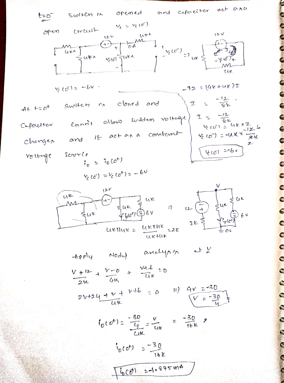 and capaciter to act asa switch in circuit opened avo) open er una una iveco)... d Flux s H&A 1.5 SAEA of volt LAKA LIVI ur C