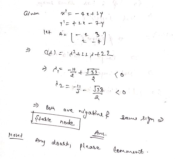 Cinen sen qat by ys + 2x 74 let A mit cd ) = N²tit i+22 » Nie & 5.35 create 533 ro २ da= <o २ Both are rigatine f Stable no
