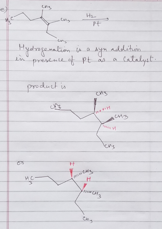 H2 Pt Hydrogenation t a additun in presente af ptas latalyat Product is THEEIH H ИС ens