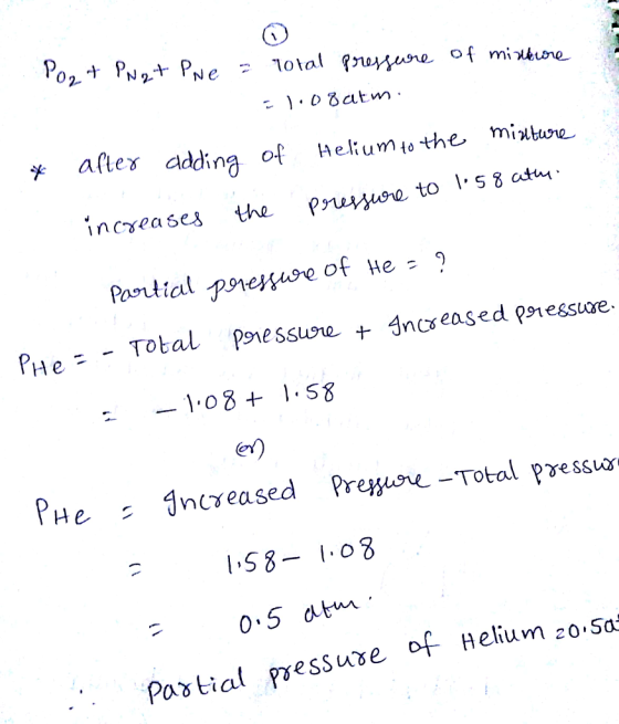 yates ading of Heliumto the mistuoe incseases the Pnusyuore He: - Total essencreased gression 158-0 8 0.5 dtm Pastial pessuse