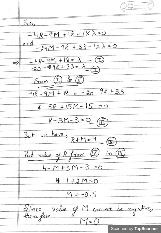 Date Page So -4R-9M + 18-1XX=0 and -24M - 9R +33 - 1x) - 0 -4R-9M +18 = -20-9R +33= from 7 & 1 -4R-9M + 18 = -20 9R + 33 5R +
