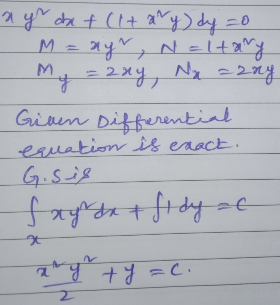 a gr de f (lt any) dy =0 ayr, N=1 tany =zny M M y Given zny, Naa Differential equation is enact. G.sis fayda & fidyat ay + y