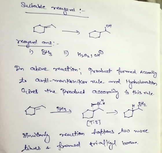 Suitable neagent : neoyent one: - i) Qң і) нь, , one Da abone reaction, product formed according to anti-mankonikor reke and