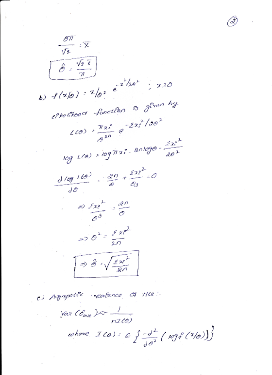 V2 ei toliteod function & gven by -Ex? /20? log LLO) = log77 2i- anloge - E2 202 d leg LEG) 2) Exp an ) Ayrmpotic verience Va