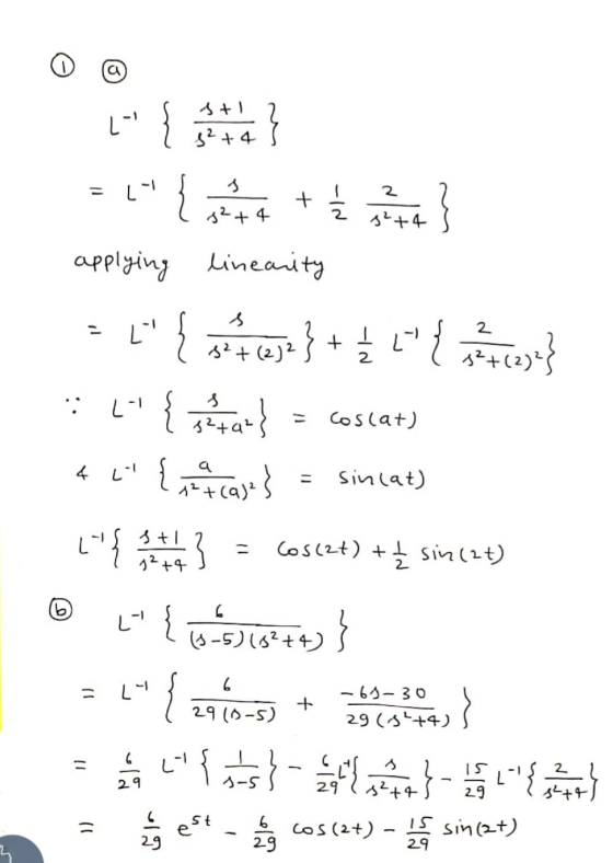 S+) L } 4 1 ll + 자4 + 17 2 Coscat) { + } applying linearity {y} + {a} +(2) { } 4{} LAL 3 Cost) + Sintet) Lists { { } - - {}