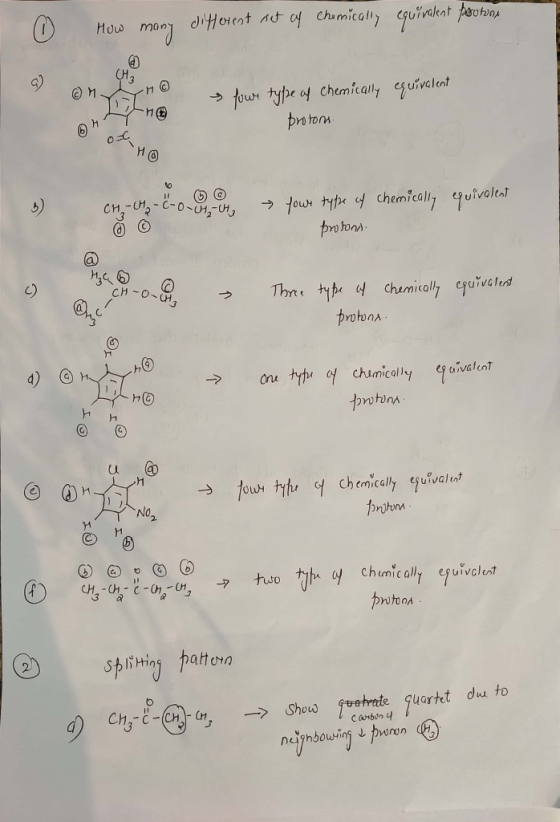 © How many different out of Chemically equivalent porotone equivalent pe of chemically Proton HO equivalent -047 - your type