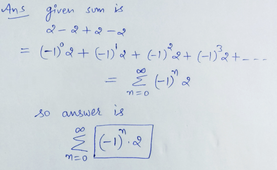 Ans given sum is 2 - 2+2-8 (-1°&+ ED& +61) 2+ 602+--- E (-) 2 n-o so answer is 8 Win mzo