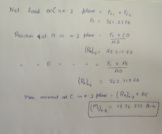 Net loed onC in x-3 plone Fei + Fc Fcz 361.23 eb Reachion dat A in Fc X CD x-3 plone %3D (Ral3= 98.517 es Fc X AC 11 21 %3D A