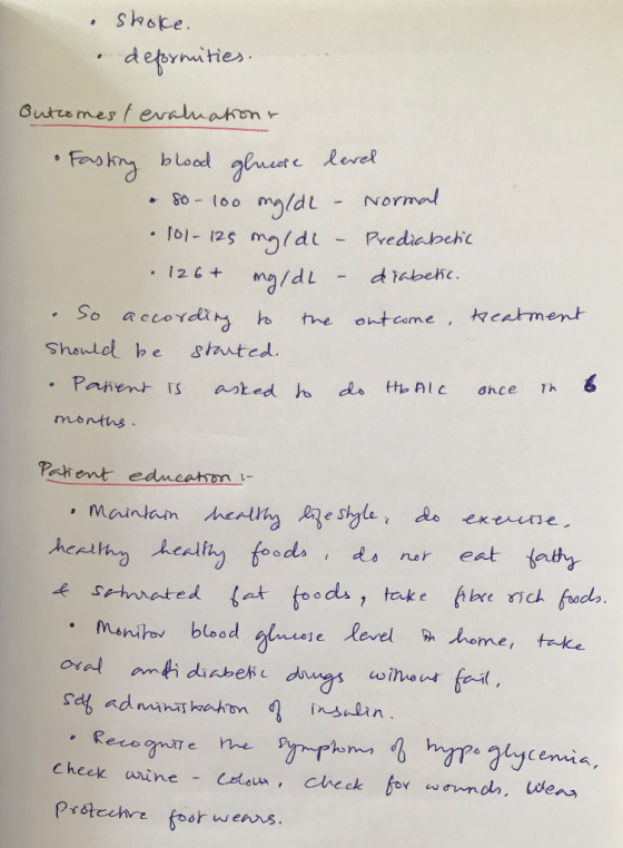 o shoke. deformities. outcomes t evaluation & • Fasting blood glucose level • 80-100 mgldt - Normal 101- 125 mglde - Prediabe
