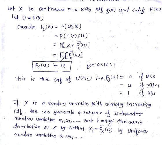 C) ano C Let u= F(X) Consider 0(J- p(US each haujng the Same distribution as X by Sełi by Unioe
