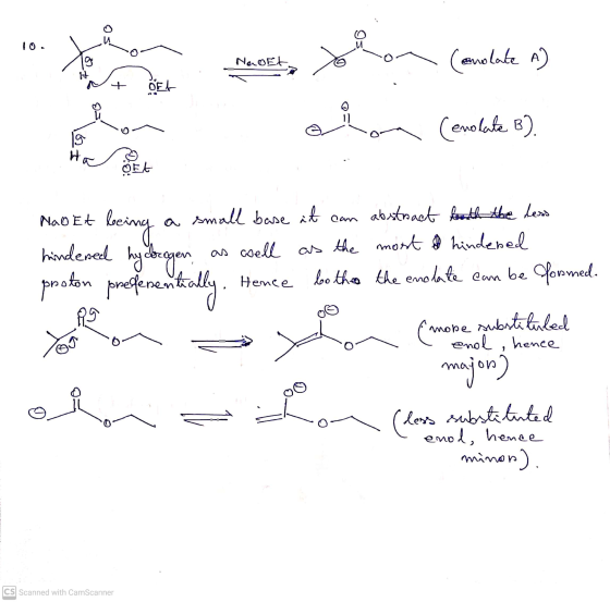 „И gy Net (anolate A) H OFA o (enolate B). g OEt Nao Et being hindened hydrogen proton preferentially a small base at can abs